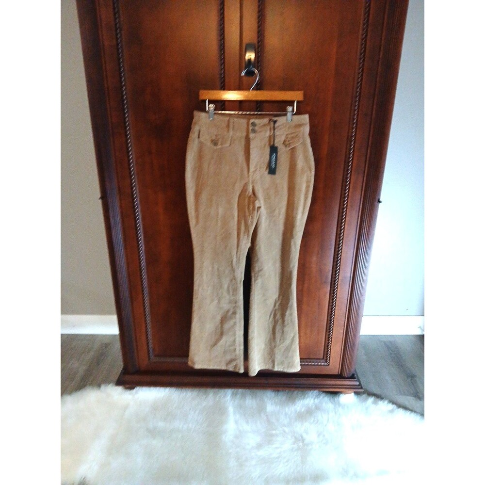 NWT JONES & CO. Women's Size 12 High Waist Flare Leg Corduroy Pants Light Brown